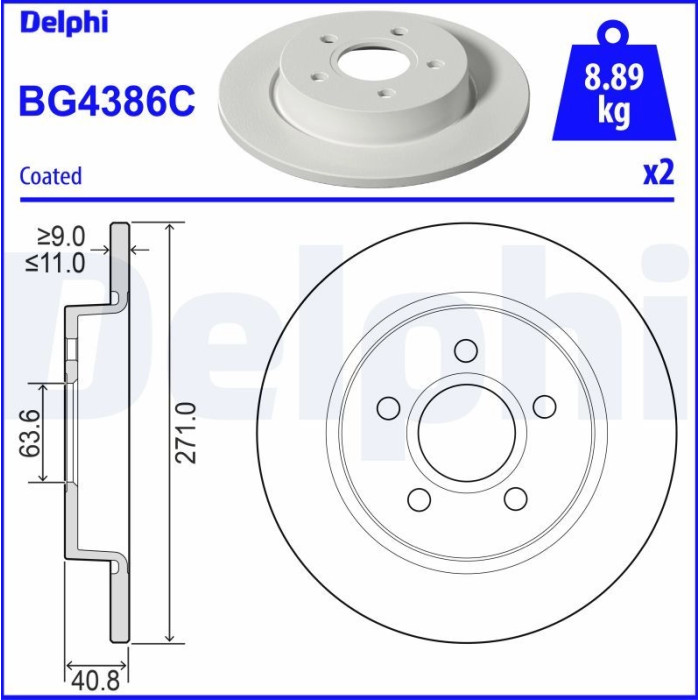 Delphi BG4386 Bremsscheibe Delphi BG4386 Bremsscheibe