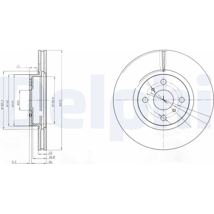 Delphi BG4054 Bremsscheibe Delphi BG4054 Bremsscheibe
