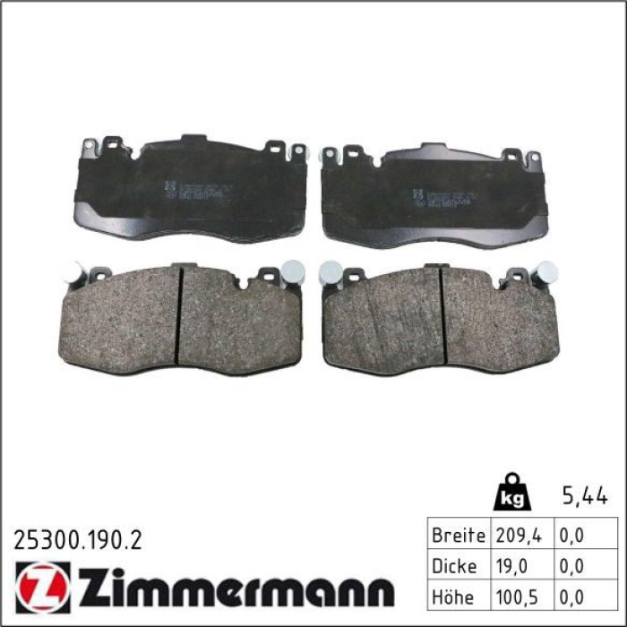 Zimmermann 25300.190.2 Bremsbelagsatz, Scheibenbremse