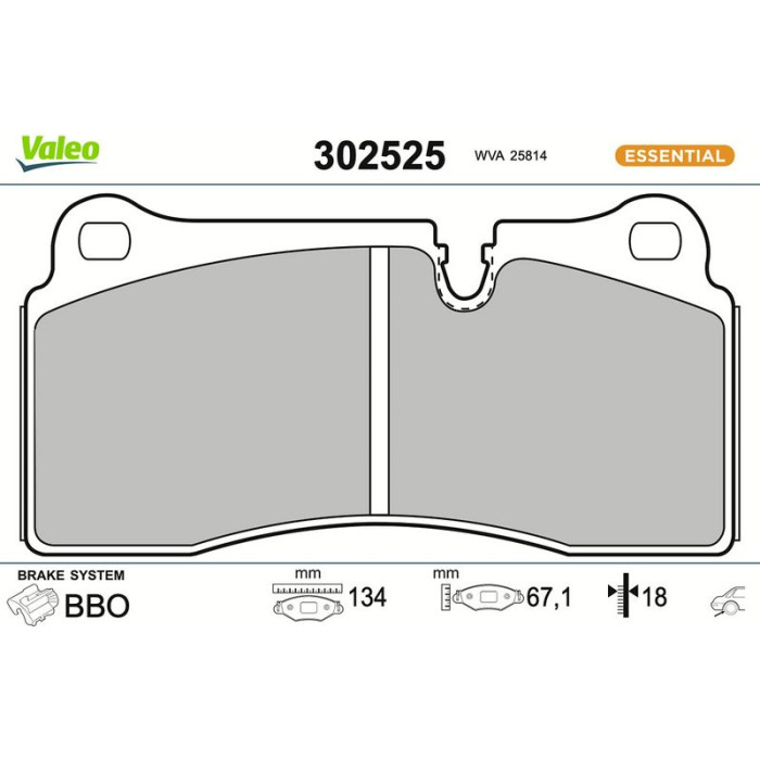 Valeo 302525 Bremsbelagsatz, Scheibenbremse ESSENTIAL Valeo 302525 Bremsbelagsatz, Scheibenbremse ESSENTIAL