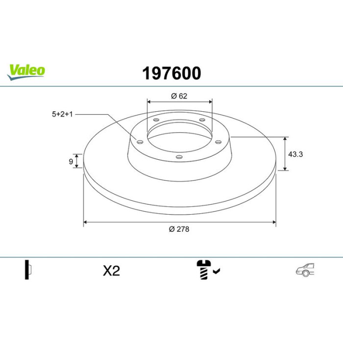 Valeo 197600 Bremsscheibe Valeo 197600 Bremsscheibe