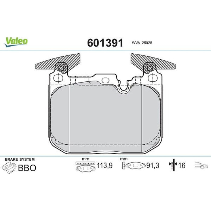 Valeo 601391 Bremsbelagsatz, Scheibenbremse