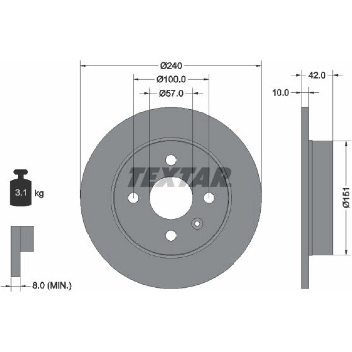 Textar 92092003 Bremsscheibe PRO Textar 92092003 Bremsscheibe PRO