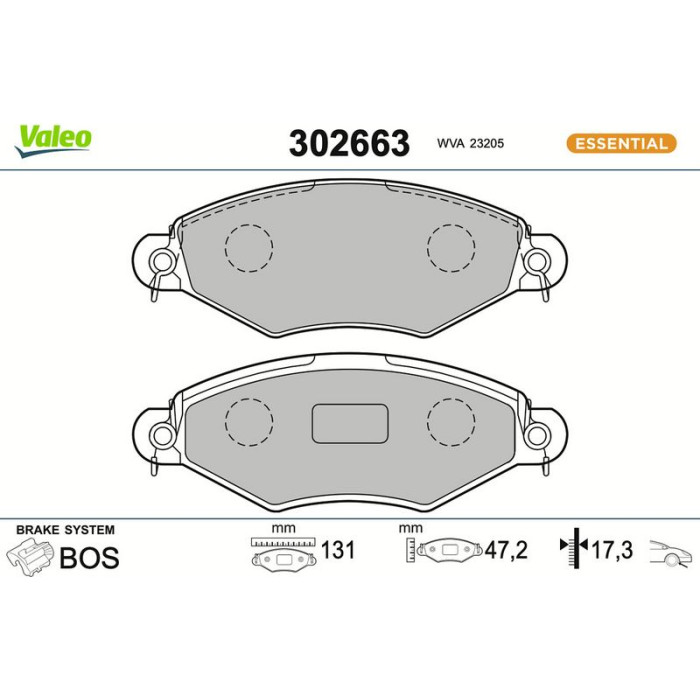 Valeo 302663 Bremsbelagsatz, Scheibenbremse ESSENTIAL Valeo 302663 Bremsbelagsatz, Scheibenbremse ESSENTIAL