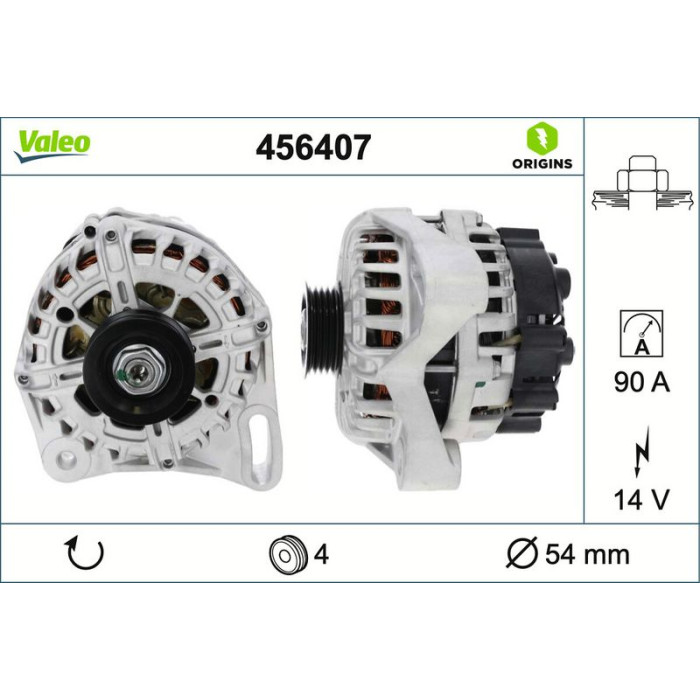 Valeo 456407 Generator ORIGINS - NEW O.E. TECHNOLOGIE Valeo 456407 Generator ORIGINS - NEW O.E. TECHNOLOGIE