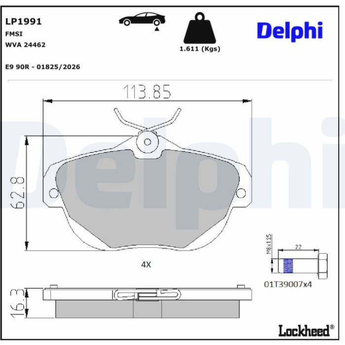 Delphi LP1991 Bremsbelagsatz, Scheibenbremse Delphi LP1991 Bremsbelagsatz, Scheibenbremse
