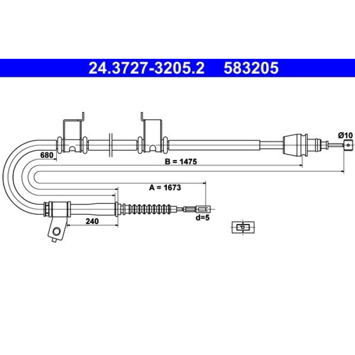 ATE 24.3727-3205.2 Seilzug, Feststellbremse ATE 24.3727-3205.2 Seilzug, Feststellbremse