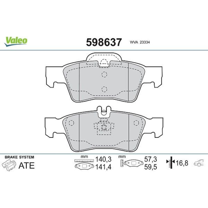 Valeo 598637 Bremsbelagsatz, Scheibenbremse Valeo 598637 Bremsbelagsatz, Scheibenbremse
