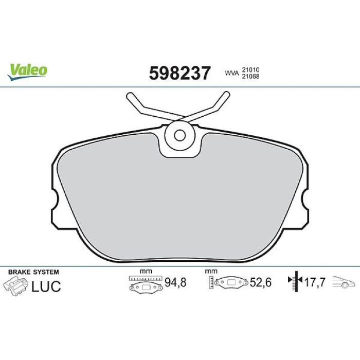 Valeo 598237 Bremsbelagsatz, Scheibenbremse