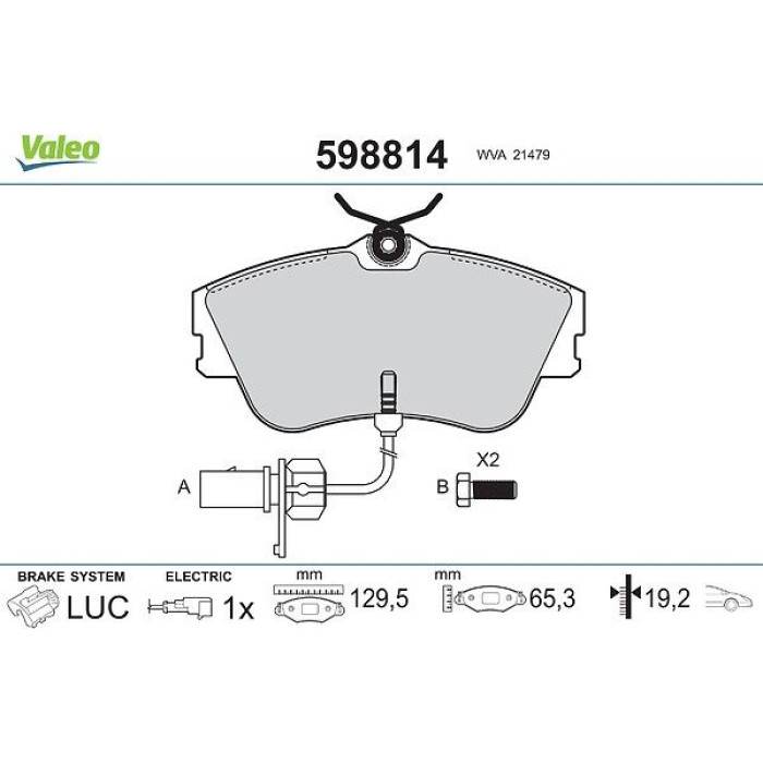 Valeo 598814 Bremsbelagsatz, Scheibenbremse