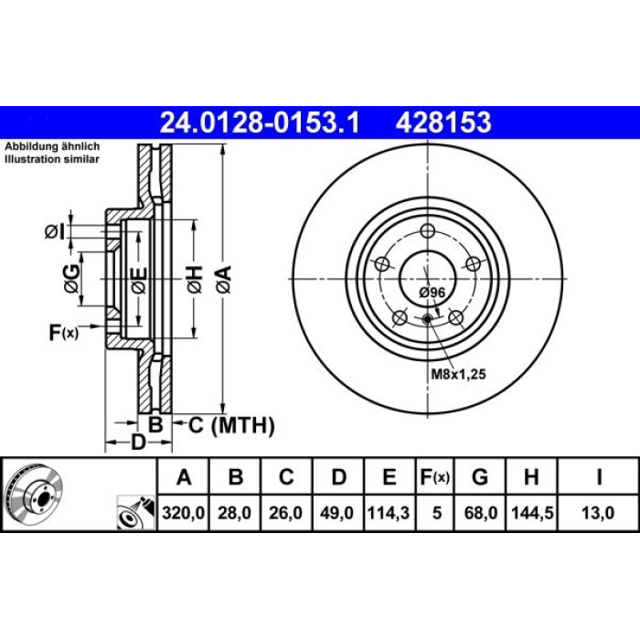 ATE 24.0128-0153.1 Bremsscheibe