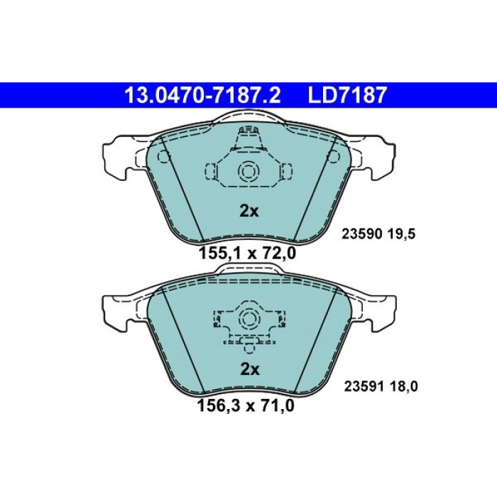 ATE 13.0470-7187.2 Bremsbelagsatz, Scheibenbremse Ceramic ATE 13.0470-7187.2 Bremsbelagsatz, Scheibenbremse Ceramic
