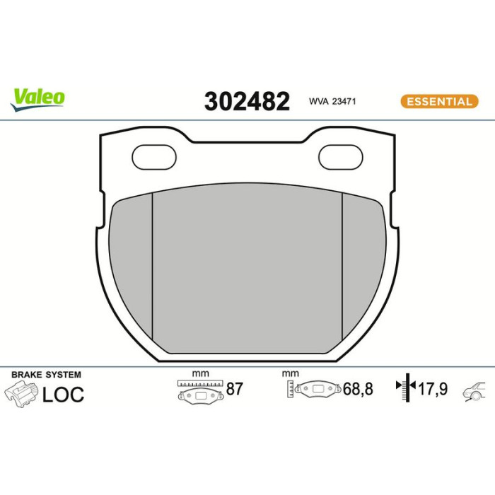 Valeo 302482 Bremsbelagsatz, Scheibenbremse ESSENTIAL