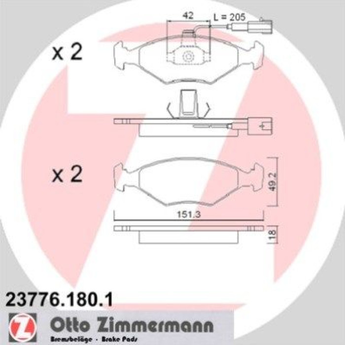 Zimmermann 23776.180.1 Bremsbelagsatz, Scheibenbremse Zimmermann 23776.180.1 Bremsbelagsatz, Scheibenbremse