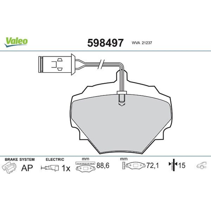 Valeo 598497 Bremsbelagsatz, Scheibenbremse Valeo 598497 Bremsbelagsatz, Scheibenbremse