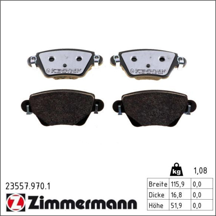 Zimmermann 23557.970.1 Bremsbelagsatz, Scheibenbremse rd:z Zimmermann 23557.970.1 Bremsbelagsatz, Scheibenbremse rd:z