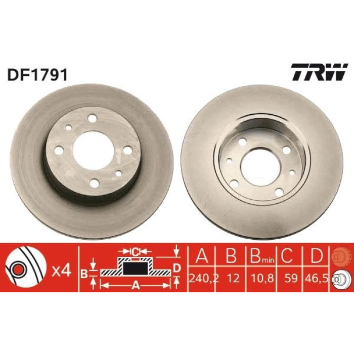 TRW DF1791 Bremsscheibe TRW DF1791 Bremsscheibe