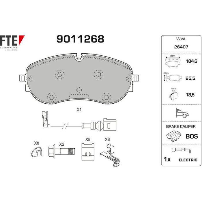 FTE 9011268 Bremsbelagsatz, Scheibenbremse