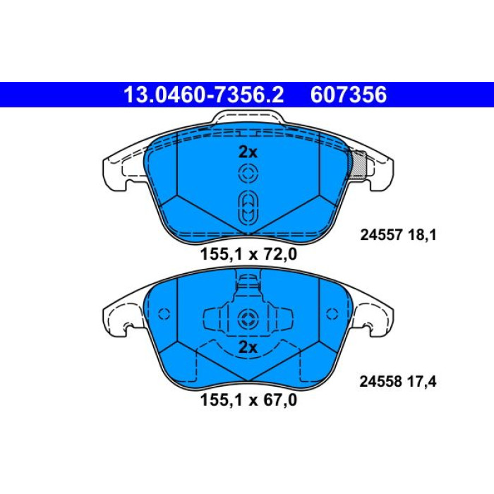 ATE 13.0460-7356.2 Bremsbelagsatz, Scheibenbremse ATE 13.0460-7356.2 Bremsbelagsatz, Scheibenbremse