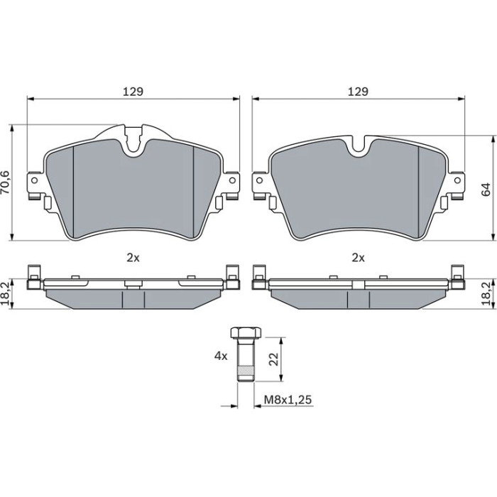 BOSCH 0 986 494 736 Bremsbelagsatz, Scheibenbremse BOSCH 0 986 494 736 Bremsbelagsatz, Scheibenbremse