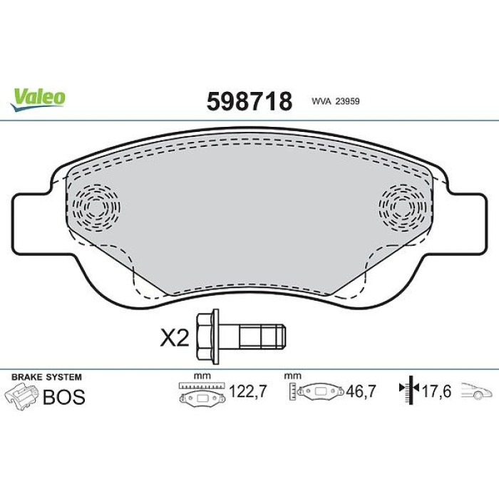 Valeo 598718 Bremsbelagsatz, Scheibenbremse Valeo 598718 Bremsbelagsatz, Scheibenbremse
