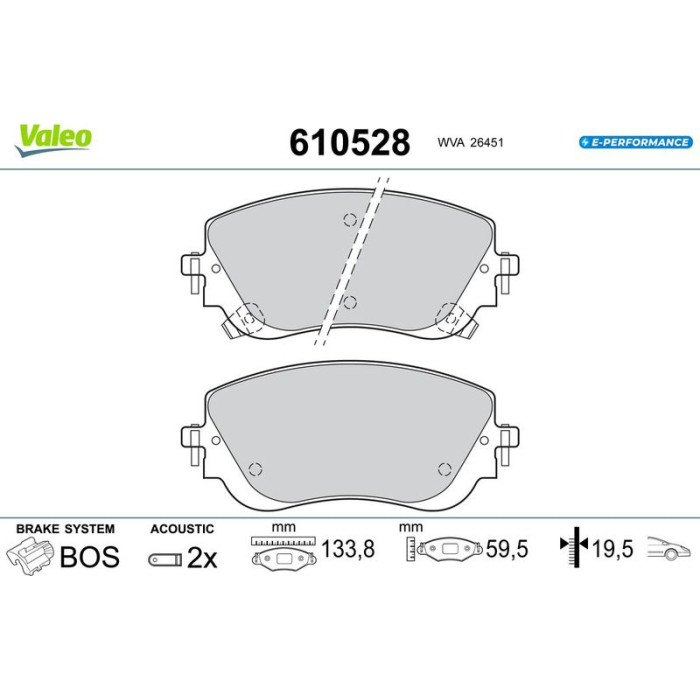 Valeo 610528 Bremsbelagsatz, Scheibenbremse E-PERFORMANCE Valeo 610528 Bremsbelagsatz, Scheibenbremse E-PERFORMANCE