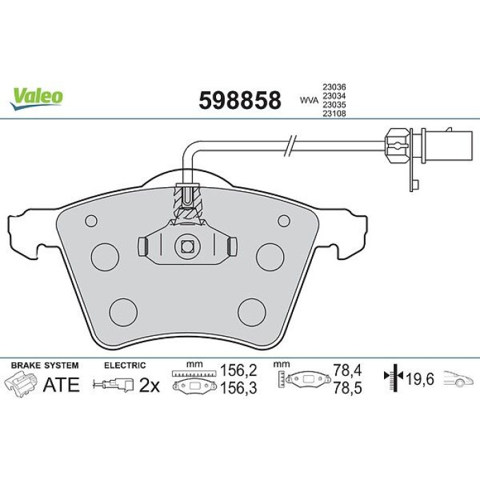 Valeo 598858 Bremsbelagsatz, Scheibenbremse