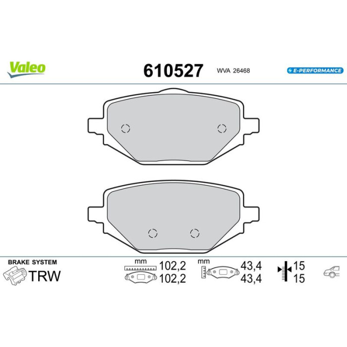 Valeo 610527 Bremsbelagsatz, Scheibenbremse E-PERFORMANCE Valeo 610527 Bremsbelagsatz, Scheibenbremse E-PERFORMANCE