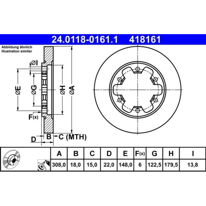 ATE 24.0118-0161.1 Bremsscheibe ATE 24.0118-0161.1 Bremsscheibe