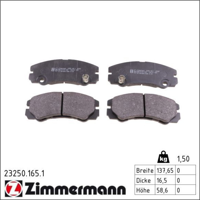 Zimmermann 23250.165.1 Bremsbelagsatz, Scheibenbremse Zimmermann 23250.165.1 Bremsbelagsatz, Scheibenbremse