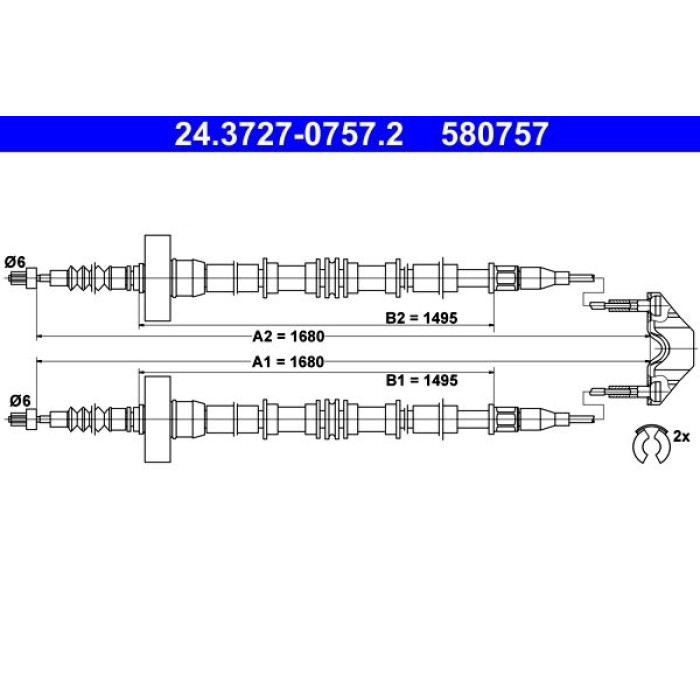 ATE 24.3727-0757.2 Seilzug, Feststellbremse ATE 24.3727-0757.2 Seilzug, Feststellbremse