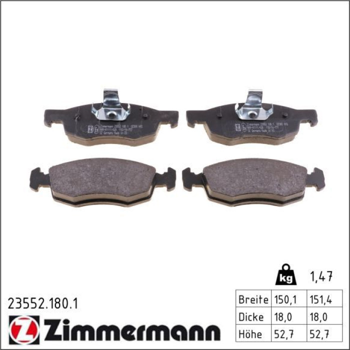 Zimmermann 23552.180.1 Bremsbelagsatz, Scheibenbremse Zimmermann 23552.180.1 Bremsbelagsatz, Scheibenbremse