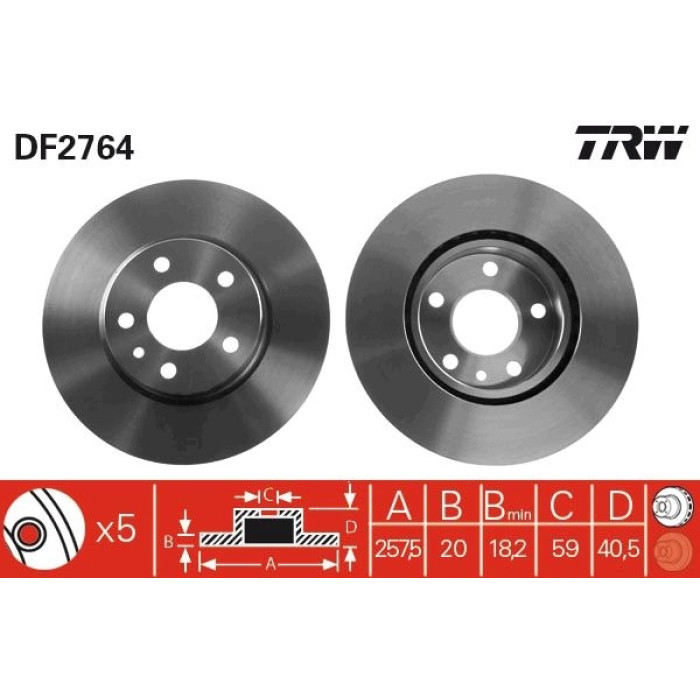 TRW DF2764 Bremsscheibe