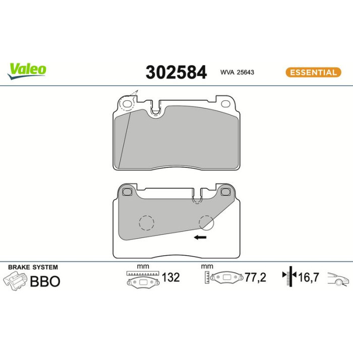 Valeo 302584 Bremsbelagsatz, Scheibenbremse ESSENTIAL