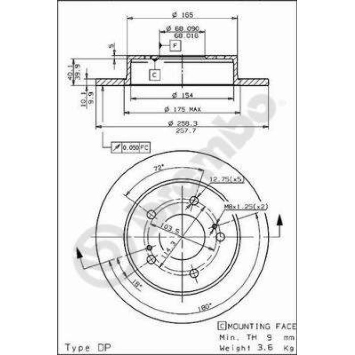 Brembo 08.5443.20 Bremsscheibe PRIME LINE Brembo 08.5443.20 Bremsscheibe PRIME LINE