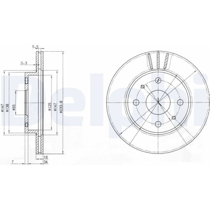 Delphi BG3555 Bremsscheibe Delphi BG3555 Bremsscheibe