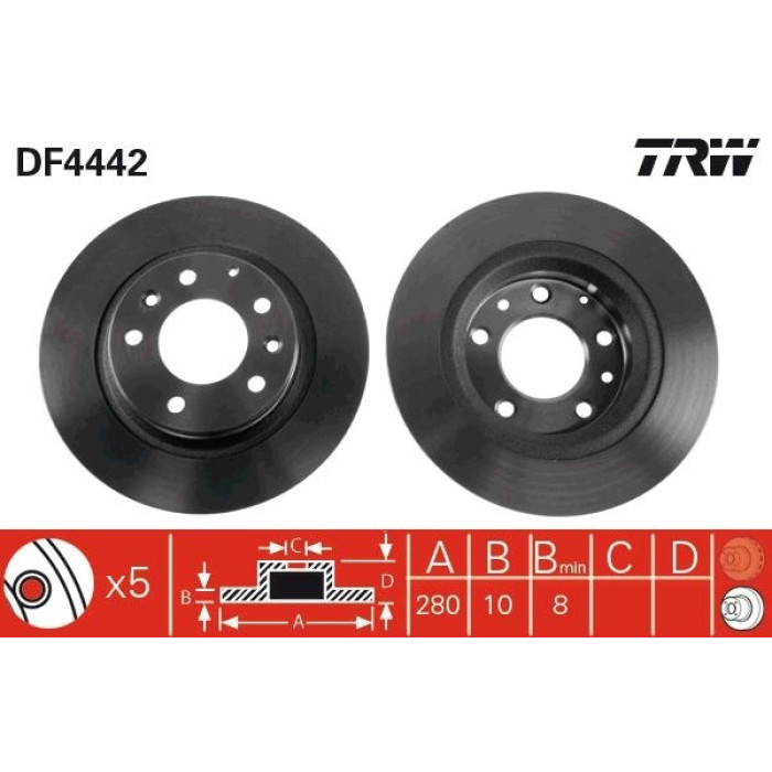 TRW DF4442 Bremsscheibe TRW DF4442 Bremsscheibe