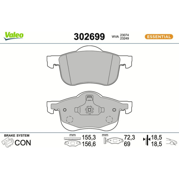 Valeo 302699 Bremsbelagsatz, Scheibenbremse ESSENTIAL Valeo 302699 Bremsbelagsatz, Scheibenbremse ESSENTIAL