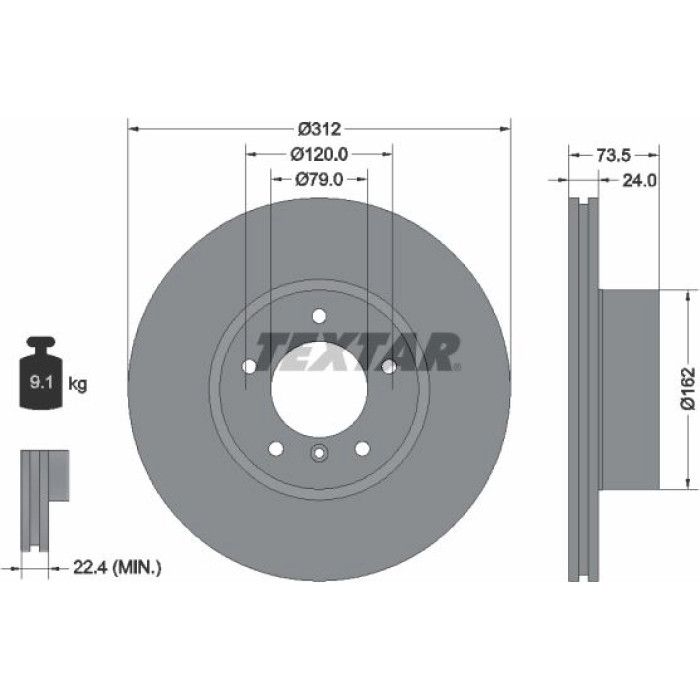 Textar 92176105 Bremsscheibe PRO+