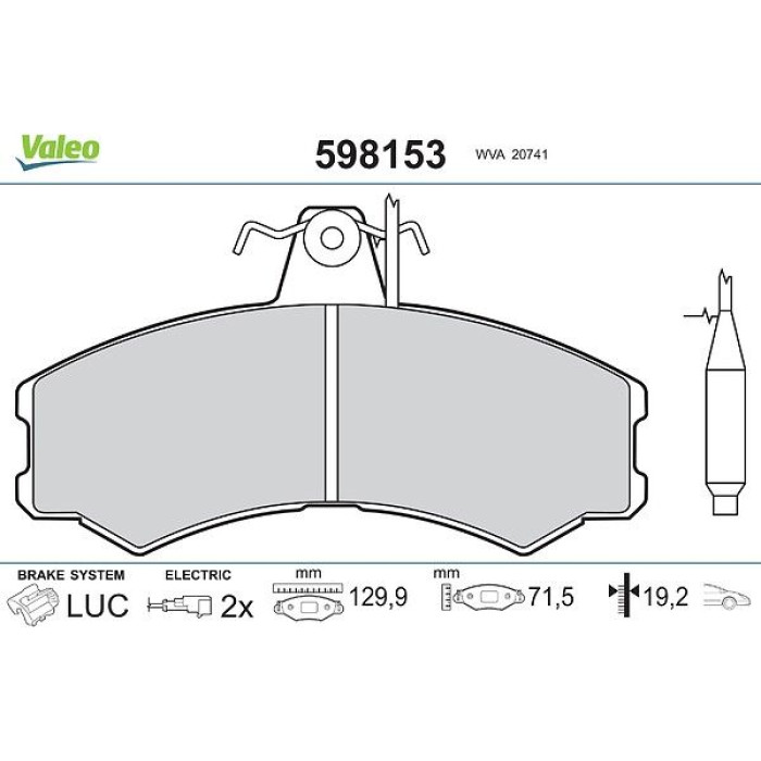 Valeo 598153 Bremsbelagsatz, Scheibenbremse Valeo 598153 Bremsbelagsatz, Scheibenbremse