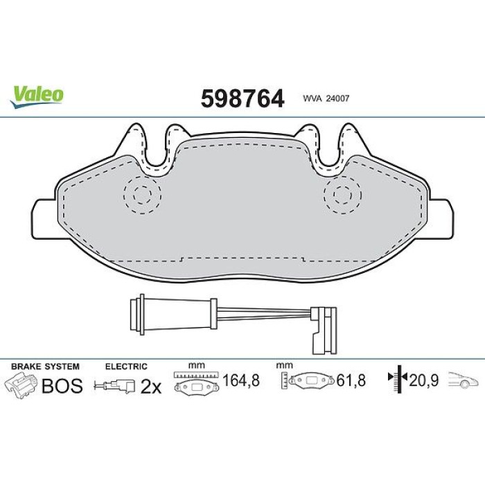 Valeo 598764 Bremsbelagsatz, Scheibenbremse Valeo 598764 Bremsbelagsatz, Scheibenbremse