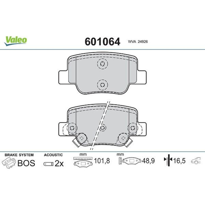 Valeo 601064 Bremsbelagsatz, Scheibenbremse Valeo 601064 Bremsbelagsatz, Scheibenbremse