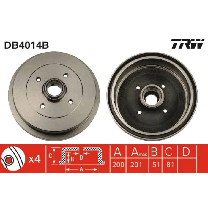TRW DB4014B Bremstrommel TRW DB4014B Bremstrommel