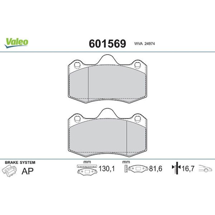 Valeo 601569 Bremsbelagsatz, Scheibenbremse