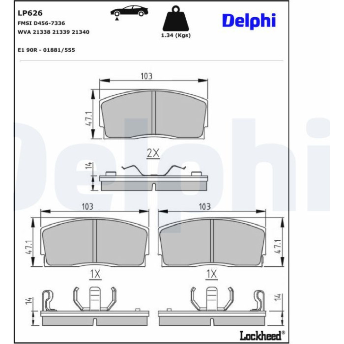Delphi LP626 Bremsbelagsatz, Scheibenbremse