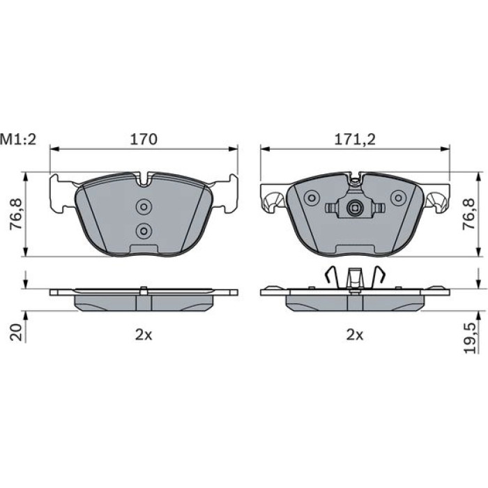 BOSCH 0 986 494 191 Bremsbelagsatz, Scheibenbremse