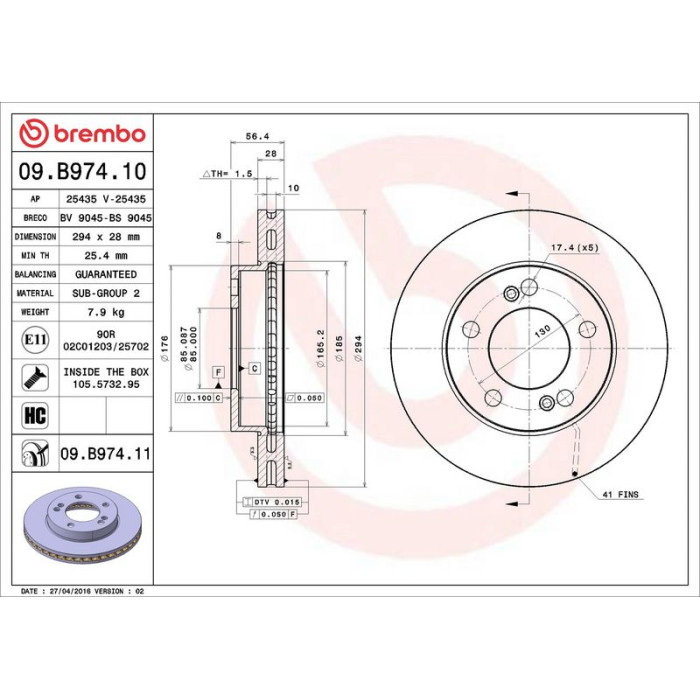 Brembo 09.B974.11 Bremsscheibe PRIME LINE - UV Coated Brembo 09.B974.11 Bremsscheibe PRIME LINE - UV Coated
