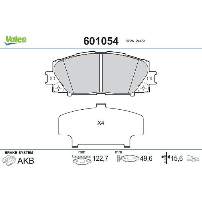 Valeo 601054 Bremsbelagsatz, Scheibenbremse