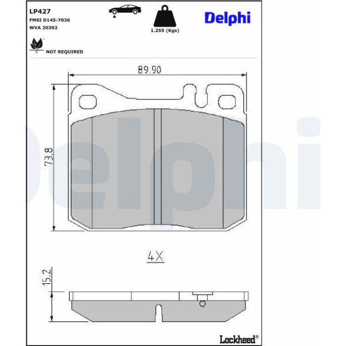 Delphi LP427 Bremsbelagsatz, Scheibenbremse Delphi LP427 Bremsbelagsatz, Scheibenbremse
