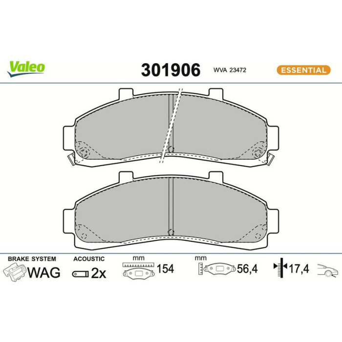 Valeo 301906 Bremsbelagsatz, Scheibenbremse ESSENTIAL Valeo 301906 Bremsbelagsatz, Scheibenbremse ESSENTIAL